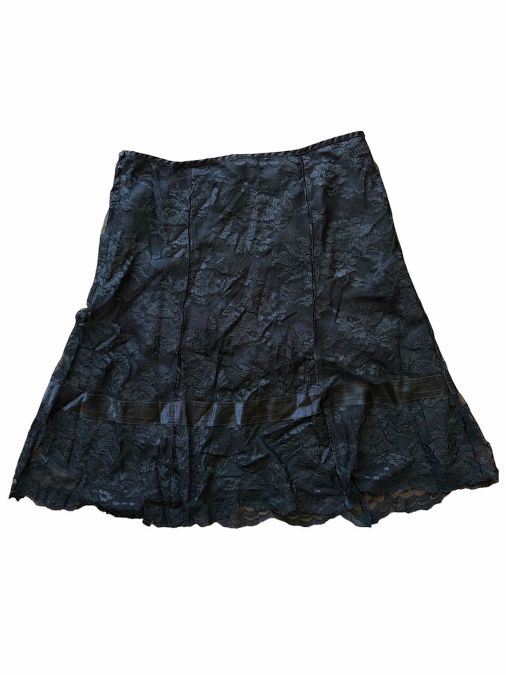 Esprit Black Lace Mini Skirt Y2K Floral Textured A-Line Flare Skirt Romantic